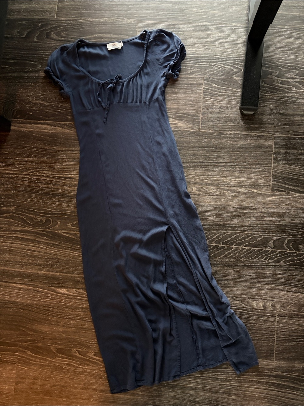 Twik navy maxi crinkle slit dress
